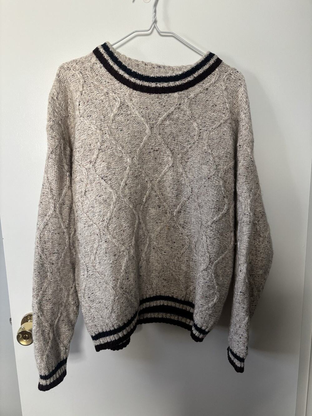 New England Quiet Luxury Coastal Fisherman Core Wool Blend Knit Sweater Size M